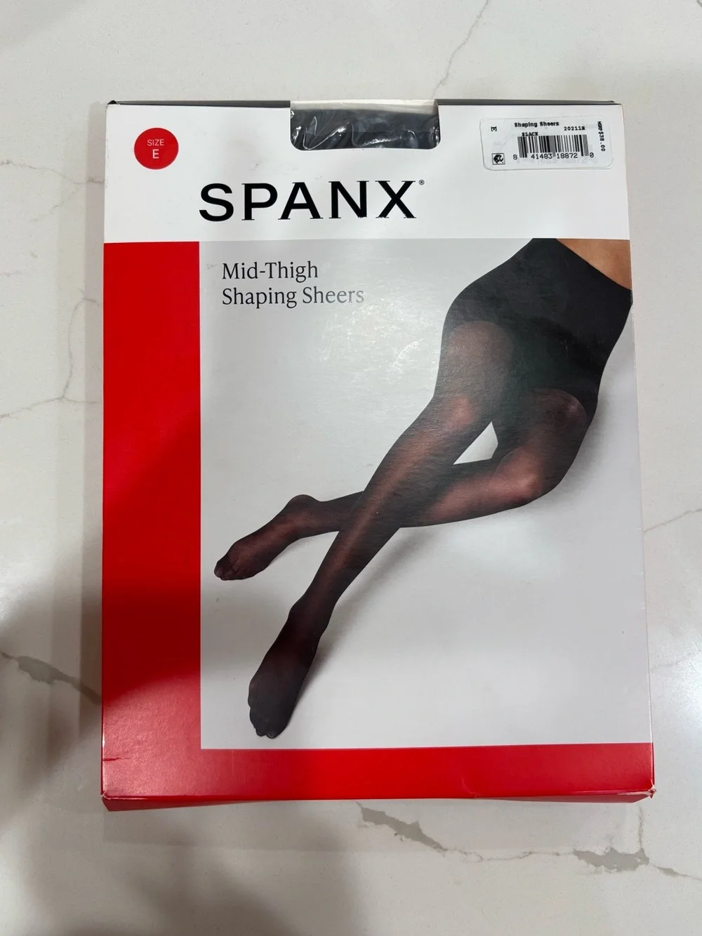 NEW SPANX Black Mid-Thigh Shaping Sheers Tights Size E $38